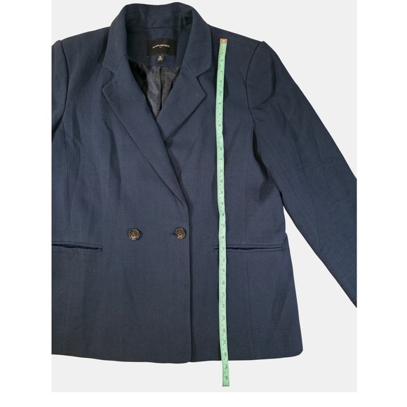 Banana Republic Size 16 Blue Cotton Linen Blend Double Breasted Blazer Jacket - Picture 8 of 9